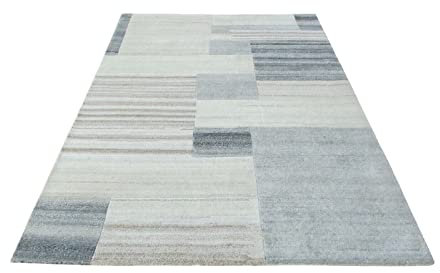 Nepal Teppich Handgeknüpft Beige Grau 100% Wolle Orientteppich 165x226 cm N-80