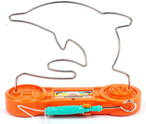 Electric Dont The Wire Game Orange Dolphin Retro Wire Conduction Bump Maze Toy Patience Concentration Coordination Skill Fun Tabletop Puzzle Toy Game