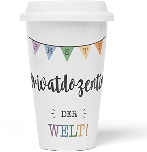 JUNIWORDS To-Go Becher mit Deckel, Beste Privatdozentin der Welt (5715086)