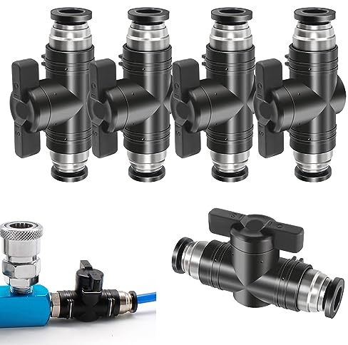 Pneumatik Steckverbinder, 5 Stück Pneumatischer Kugelhahn 6mm, Steuerventilfittings, Push to Connect Steuerventilfittings, für Pneumatikschlauch, Gas Schnellkupplung