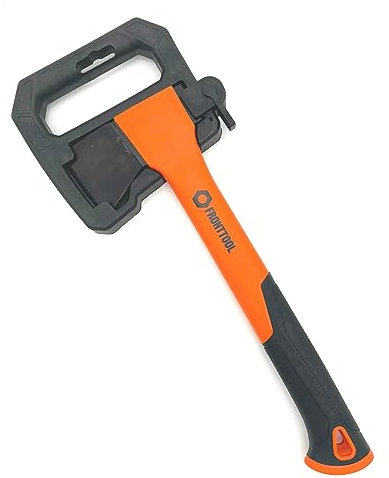 FRONTTOOL Spaltbeil Outdoor-Beil inkl. Klingen- und Transportschutz | Länge: 35,5 cm | Hohler Glasfaser-Stiel für ideale Gewichtsverteilung | Gummierter Handgriff für perfekten Grip