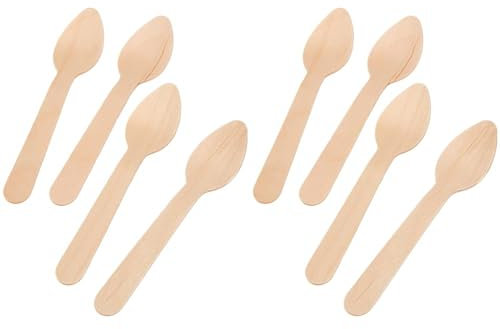 100 Unidades - Cucharillas Café 11 cm Natural Madera (Paquete de 2)