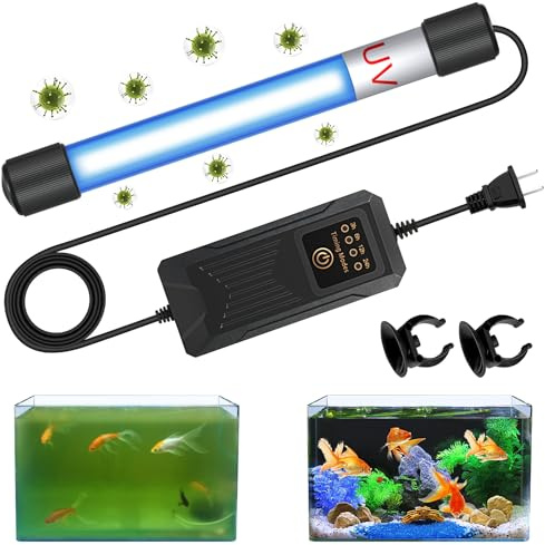 Rutloy Aquarium Clean Light,13W Aquarium Algae Bloom Clean Light with Timer,Submersible Waterproof Lamp for Fish Tank Pond，Water Clean Green Clear Waterproof Clean Lamp for Sump Swim Pool, Black