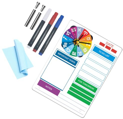 ABOOFAN Acryl-whiteboard Mit Uhr Desktop-memoboard Trocken Abwischbare Tafel Für Die Planung Keine Batterie