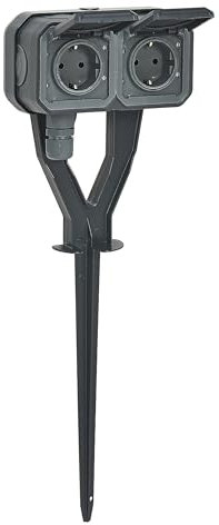 LEGRAND, Plexo New 069759L Prise de courant 2 prises avec contact de protection avec piquet de jardin, bornes enfichables (SL), protection accrue contre les contacts pour l'extérieur, 250 V, 16 A,