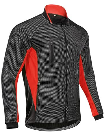 CLMETHE Winter-Fahrradjacke für Herren, Reitjacken, Fahrradregenjacke, warmes Fleece-Trikot, wasserdicht, winddicht, Mäntel, Outdoor-Sport-Regenmantel mit Reißverschlusstasche,Red-M