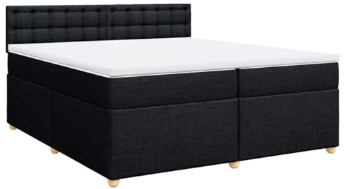 vidaXL Boxspringbett mit Matratze Schwarz 200x200 cm Stoff