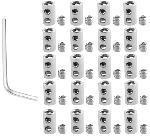 EMSea Seilklemmen, Seilverbinder, Beschläge, Code-Lock-Seilverbinder mit Schraubenschlüssel für 1–2 mm Seil, Drahtseilkabel, 10 x 6 x 2,6 mm, 20 Stück