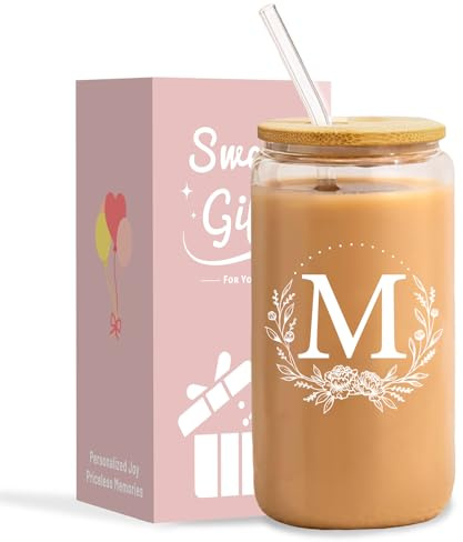 NOOMII Bride to be Gift - A-Z Personalised Birthday Gifts for Women- 16oz Initial Bridesmaid Gifts Bridal Gifts for Engage Wedding Mother's Day Easter Day Birthday Birthday- Initial M