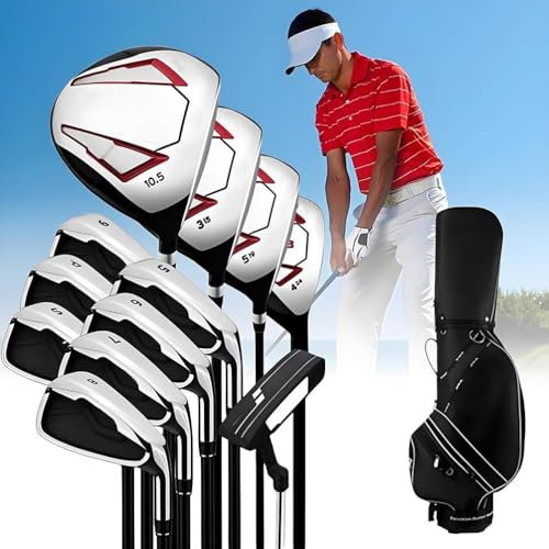 Set Completo Di Mazze Da Golf, Set Da 12 Mazze Da Golf For Uomo, For Mano Destra, Asta In Legno 1/3/5/4H, Ferri 5/6/7/8/9/P/S E Putter, Con Sacca Da Golf, For Golfisti Uomini(Carbon rod)