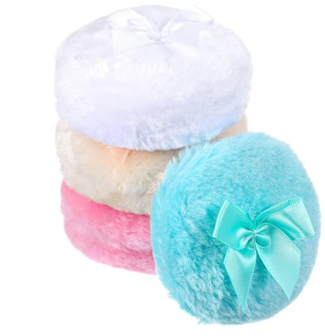 Classicseali 4pcs Body Powder Puff, 9cm Large Powder Puff for Body Powder, Soft Washable Reusable Powder Puffs for Body Powder, Loose Powder Puffs Wet Dry Makeup Tool for Baby & Kid & Adult, 4 Colors