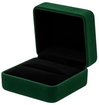 DELALO Samt Ringbox für Antrag & Hochzeit – Ringschatulle aus Samt, ideal für Verlobung, Heiratsantrag & Überraschung (Grün)