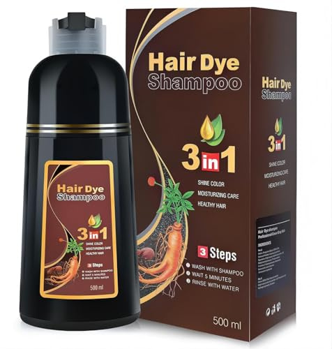 Hair Dye Shampoo 500 ml vegetabilisk blondering-schampo med skum, täcker grått hår, lätt att använda och snabb färgning, 8 färger valbara (kastanjebrun)