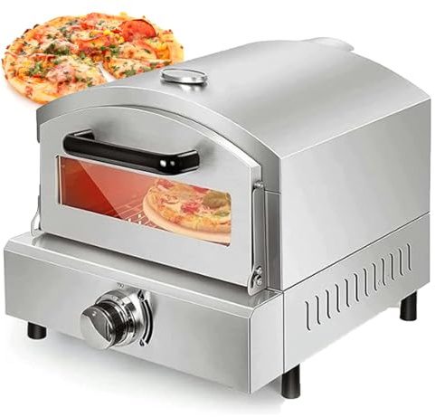 Forno per pizza portatile a legna con pietra girevole e termometro integrato per picnic all'aperto in campeggio