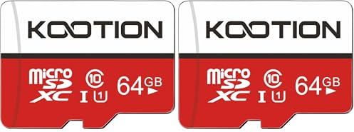 KOOTION 64GB Micro SD Card, UHD Video for GoPro, Action Camera, Drone, Smartphone, R/W up to 80/20MB/s MicroSDXC Memory Card UHS-I U1 Class 10 (Pack of 2)