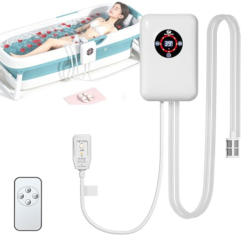 ZHZWwansuGE Chauffe-Eau À Immersion De 1200W pour Bain, Thermostat Dédié, Contrôle De La Température De 30 À 43°C, Séparation Eau/Électricité, Télécommande, Multiples Dispositifs De Sécurité