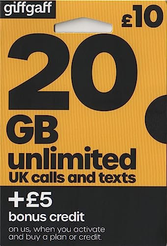 giffgaff 4G Trio/Multi Cut SIM Card with £5 credit. Unlimited Calls, Texts & Data. Fits iPhone 5S/6/6S/7 Plus/8 Plus/SE/X, Samsung Galaxy S7/S7 Edge/S8, Huawei, Nokia, Sony, LG & HTC Mobile Phones