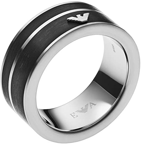 Emporio Armani Anillo Para Hombre, 9/10/11/11.5mm Anillo De Acero Inoxidable Plateado, EGS2032040