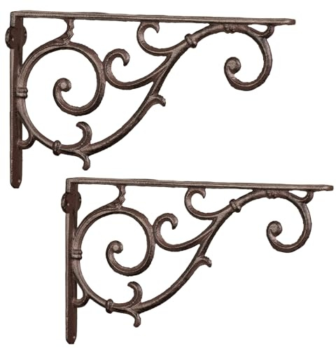 Moritz Regalträger 17 x 27,5 cm Wandhalter Paar Winkel Regalhalter Gusseisen CI-53-BR