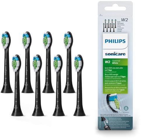 Philips Sonicare Original W2 Optimal White Standard Sonic Toothbrush Heads - 8 Pack in Black (Model HX6068/13)