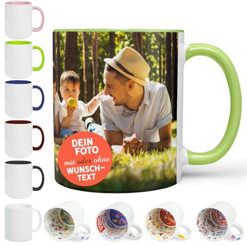 Sunnywall Fototasse Keramik Tasse Kaffeebecher Kaffeetasse selbst gestalten | Keramikbecher 330 ml spülmaschinengeeignet für Kaffee Tee Büro Alltag mit Motiv und Namen personalisierbar
