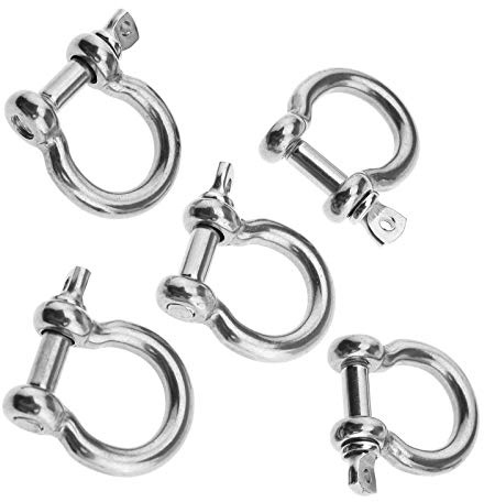 BIYM 5pcs 5mm Acier INOX Grade Dee Bow Manille Boucle Bateau Marine Marine Ombre Voil