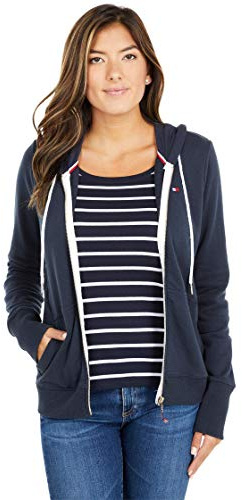 Tommy Hilfiger Felpa da Donna con Cappuccio e Zip, Sky Captain, XL