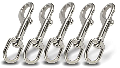 PROTECH Wirbelkarabiner Edelstahl A4 (V4A) – 90mm Karabinerhaken mit Drehgelenk – Rostfreier Bolzenkarabiner für Hundeleinen, Taschen & Segeln – Schnellverschluss (5 Stück)