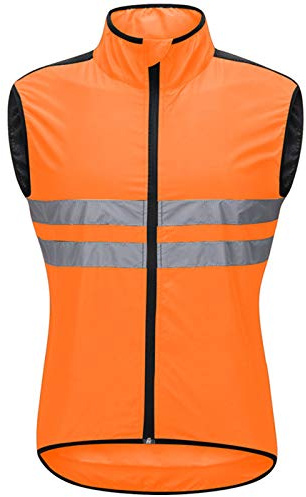 Reflechissant Cyclisme Gilet Homme,sans Manches Respirant VTT Ete Gilet Cyclisme,Utilisé pour La Hommes Et Femmes Course à Pied,Le Vélo,la Moto,l'équitation Gilet Vélo(Size:XXL,Color:Orange)