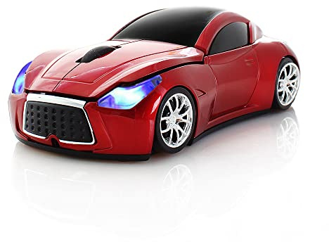 Aikchi Ratón inalámbrico deportivo para coche, ratón óptico de escritorio inalámbrico para computadora portátil 2.4GHz para YFND (rojo)