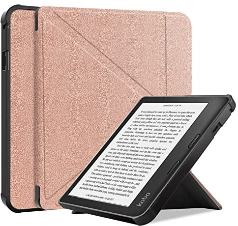 DWaybox Case for Kobo Sage 8 inch E-Reader Released 2021, Soft TPU Matte Back Cover, Slim Protective Smart Folio Shell Cover with Magnetic Closure and Stand Function -Rose Gold