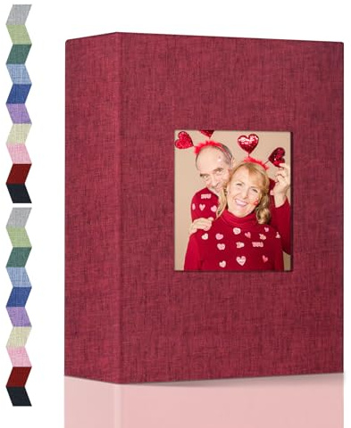 Popotop Fotoalbum 10 x 15 cm – Kleines Fotobuch mit 100 Fotos, Leineneinband, horizontales Einsteckalbum, für Familie, Hochzeit, Jahrestag, Kinder, Urlaubsbilder