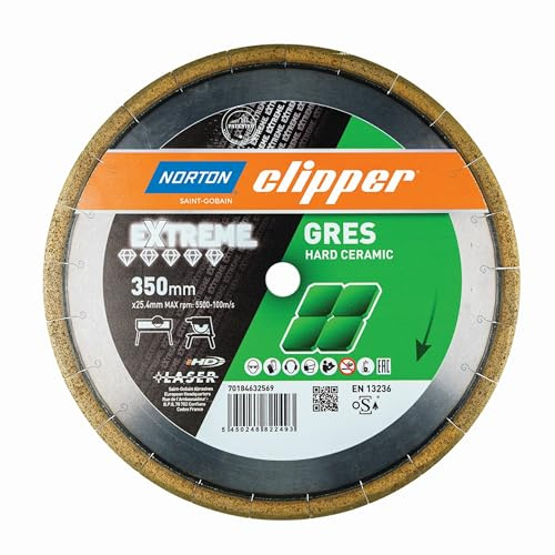 NORTON CLIPPER Diamantscheibe Extreme Gres - Ø 350 mm - Bohrung 25,4 mm - Segment (H/B) 15/2,2 mm | 70184632569