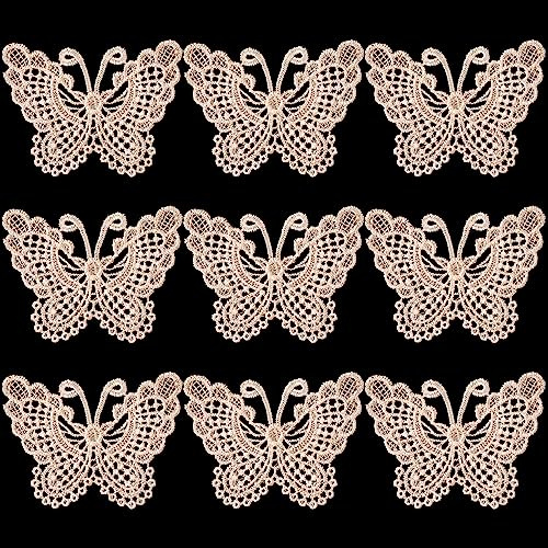 PAGOW 25PCS Ivory Butterfly Crochet Lace Doily Dessert Pad Afternoon Tea Cushion Christmas Valentines Decoration for Wedding Home Coffee Shop