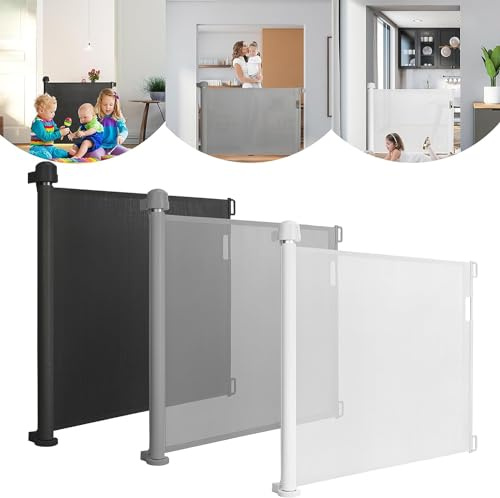 LARS360 Griglia di protezione per scale estensibile, 0 – 180 cm, per porta di sicurezza, per interni ed esterni (grigio)