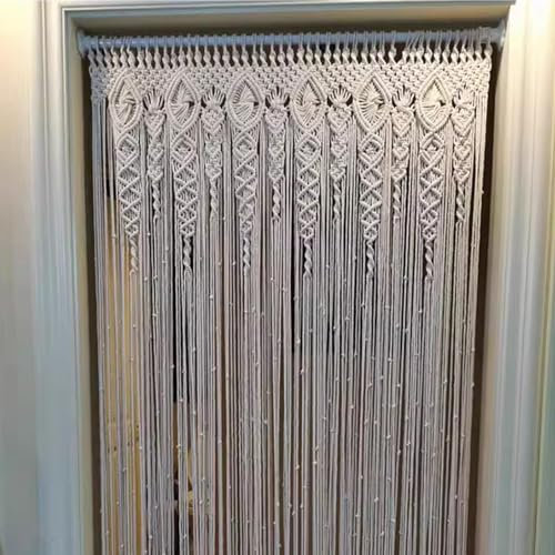 WABMJGW Boho-Makramee-Vorhänge für Fenster, Makramee-Wandbehang/Türvorhänge, handgefertigte natürliche Baumwollseile, gewebte Kunst Tapisserie Heimdekoration für Wohnzimmer/Hochzeit,C-100x200cm