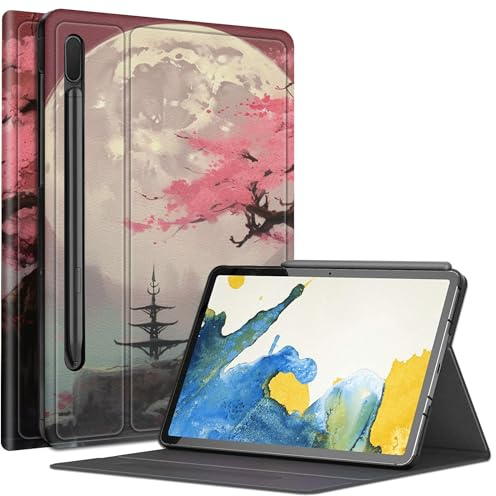 Sakura Coque pour Samsung Galaxy Tab S8 (2022) / Galaxy Tab S7 (2020) 11, plusieurs angles de vue avec porte-stylo, mise en veille/réveil automatique pour Galaxy Tab S8 2022 Motif cerisier