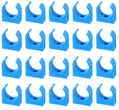 Sourcing Map 50Pcs U-Shaped Blue Water Pipe Clamps, Fit for 25mm/0.98 OD Pipes, PPR Material, Easy Installation