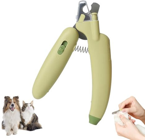 Haustier Nagelknipser mit LED Profi Krallenschere für Hunde und Katzen, Anti-Blutungs Mini-Nagelknipser, Sicherheitsverriegelung, lila Lampe, Krallenschneider für Hunde, Katzen, Kaninchen (Grün)