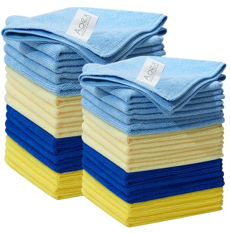 Pack of 24 Microfibre Cleaning Cloth | All Purpose Microfibre Cloth Size 32cmX32cm | Lint & Streak Free Cleaning Cloth for Kitchen, Bathrooms, Surfaces, Mirrors, Car, Motorbike Microfibre Cloth