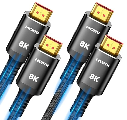 SNOWKIDS HDMI 2.1 Kabel 8K 2Meter (2 Stück), 2.1 48Gbps Highspeed 8K@60Hz HDMI Kabel 4K@120Hz 7680P, für PS5 Konsole, DTS: X, HDCP 2.2&2.3, HDR 10, eARC, Kompatibel mit PS5/4/3 X-BOX HDTV Schwarz