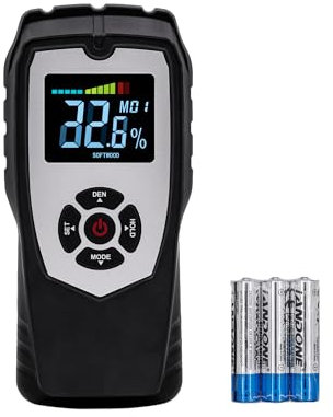Feuchtigkeitsmessgerät Wand, Feuchtemessgerät, Feuchtigkeitsmesser für Wände, Holz, Putz, Mauerwerk, Beton, Baufeuchtemessgerät, Wandfeuchtemessgerät mit 0-50mm Analysetiefe, Feuchtigkeits-Detector
