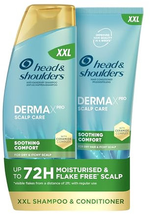 Head & Shoulders Anti Dandruff Shampoo DERMAXPRO Dry Scalp Shampoo 500ml + DermaXPro Soothing Comfort Lightweight Conditioner 350 ml, soothes scalp, With Aloe Vera, Vitamin E & Cactus Extract