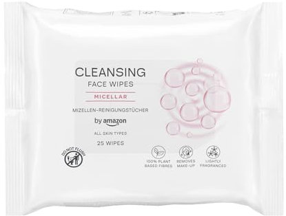 by Amazon Gesichtsreinigungstücher mit Mizellen-Make-up-Entferner, parfümiert, 25 Tücher