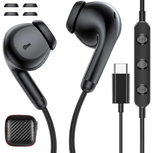 USB C Kopfhörer In Ear für Xiaomi Redmi Note 15 Pro+ 14 Pro+ 5G Pixel 10a 9 | Ohrhörer mit Kabel Mikrofon HiFi Stereo Typ C Headset USB C Anschluss für Samsung Galaxy A57 A55 S26 S25 iPad iPhone 16e 17
