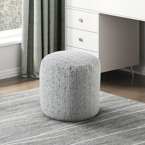 MJMLUCK Zylindrischer Akzent-Pouf, Ottomane aus Chenille-Stoff, vielseitige Wohndekoration und Sitzgelegenheit (Schwarz und Weiß)