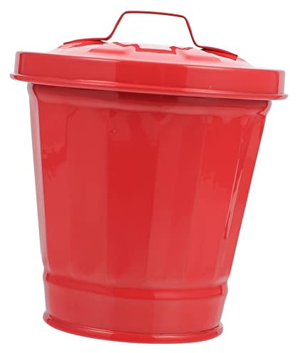 KAILIKETIY Rouge Poubelle de Bureau Décorative avec Couvercle, Mini en Fer