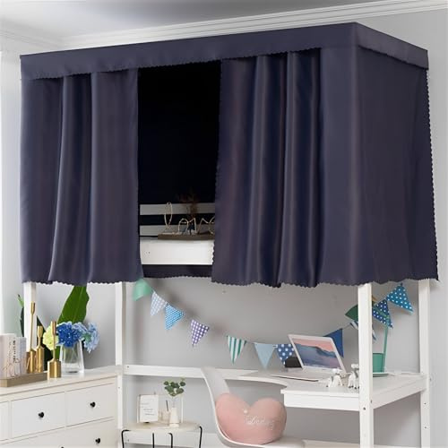 FANSU Volltonfarbe Etagenbett Vorhang, Bettvorhang Hochbett Etagenbett Blackout Staubdicht Privatsphäre Bett Vorhang Vorhänge Moskitonetz für Schlafzimmer Kinderzimmer (Marineblau,2x1.5m-3pc)