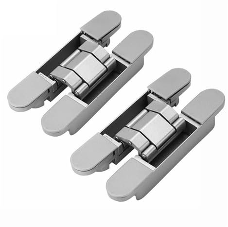 2 Stück 40/80 kg Scharnier, Türscharnier, Möbelzubehör, versteckte Holztür, Falttür, verstellbar, versteckte Tragfähigkeit(80KG-silver)