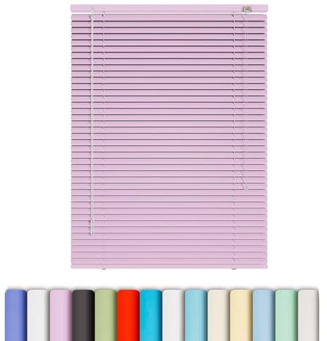 25mm Jalousien Aluminium Innen, Alu Jalousie für Fenster und Türen mit Zugschnur und Drehstab, Horizontal Sichtschutz Verdunkelung Sonnenschutz Jalousette(Pink)